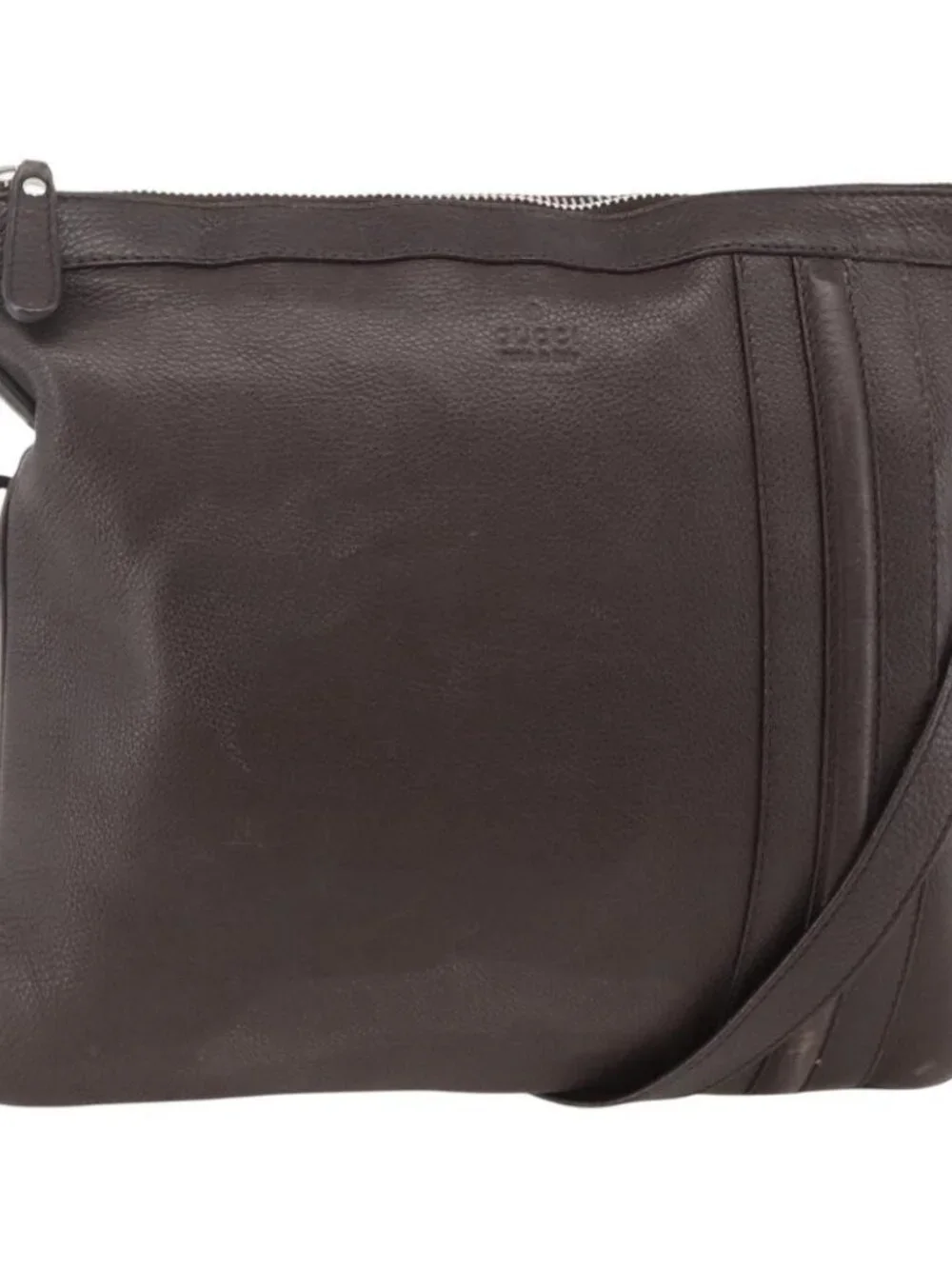GUCCI Shoulder Bag Leather Brown Silver 233329 Auth bs34228